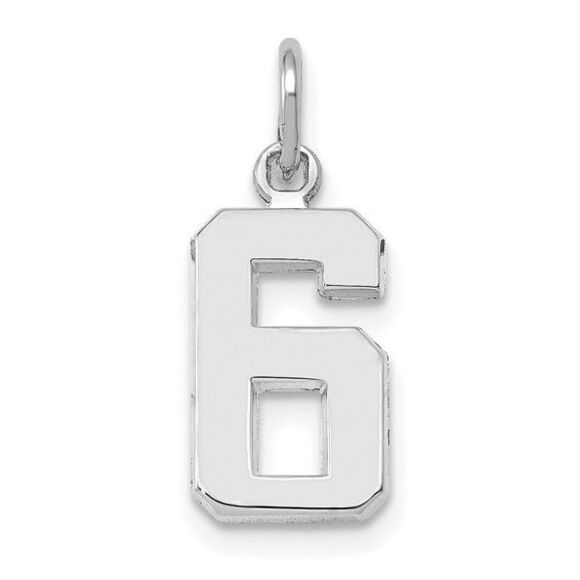 Kazi Luxury 14k White Gold Small Polished Number 6 Charm